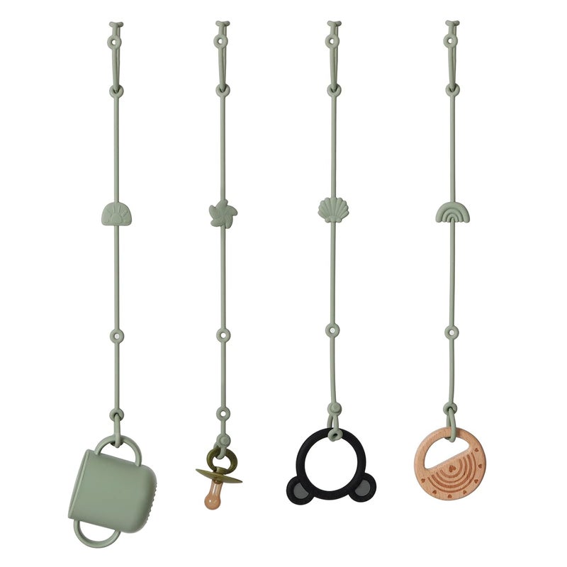 Andy Bear Store Toy Straps for Baby Toy Safety Straps Silicone High Chair Toys Straps Toddler Bottle Straps for Strollers, High Chair, Cribs, Car Seat, Stroller Accessories, Baby Pacifier Clip-Sage - Image 1